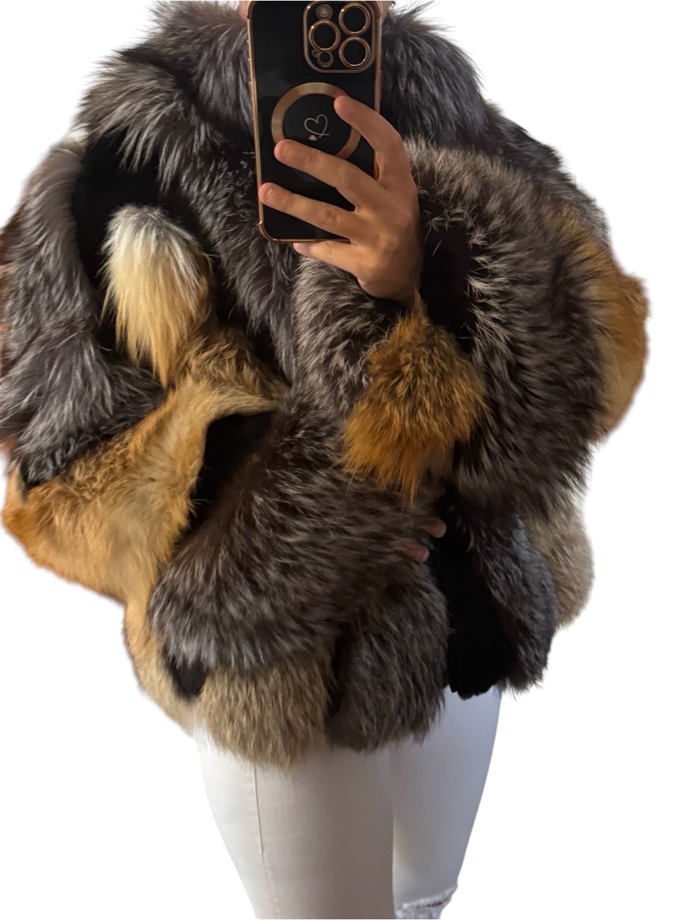 Luxury Golden silver black fox Multi-Color Fur fox Jacket  Women's Fashion Coat - Picture 7 of 17